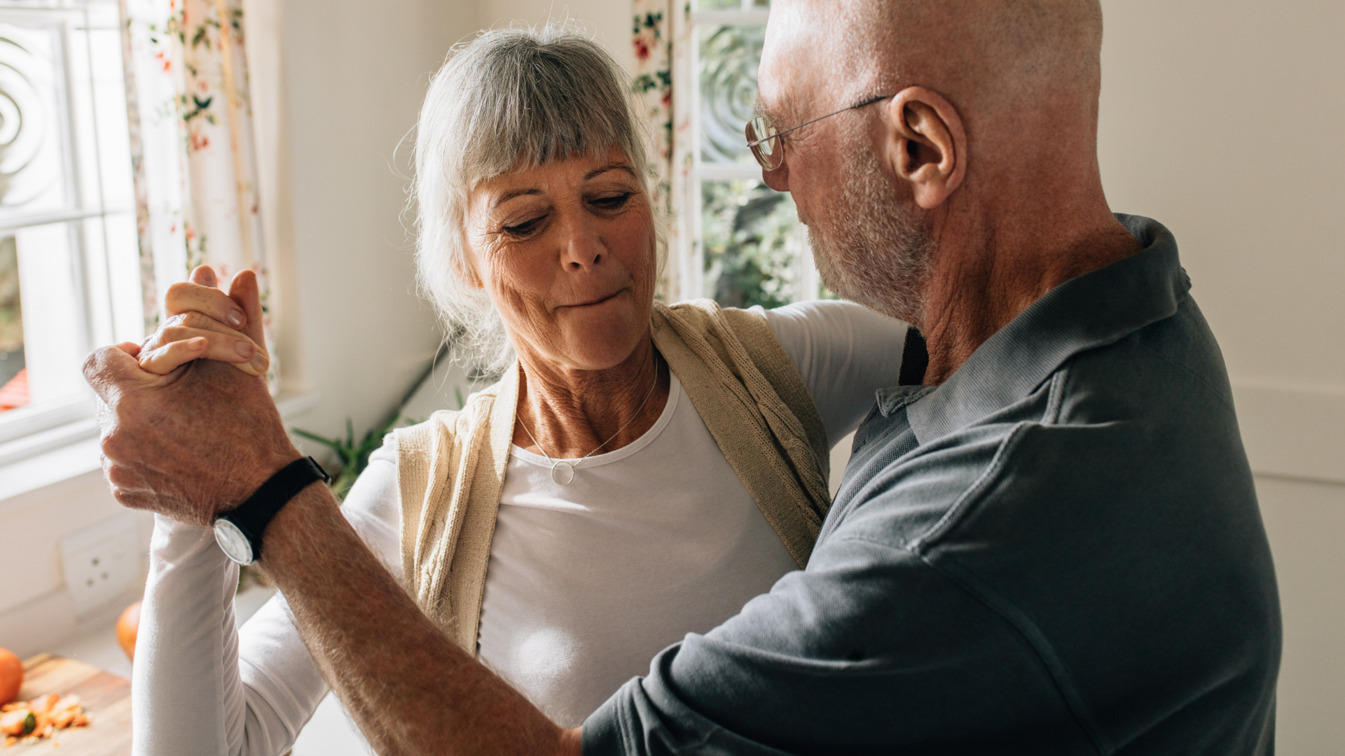 Happy old couple in good health