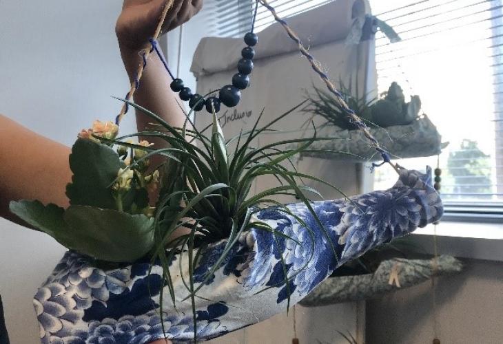 jardin suspendu réalisé avec bouteille plastique